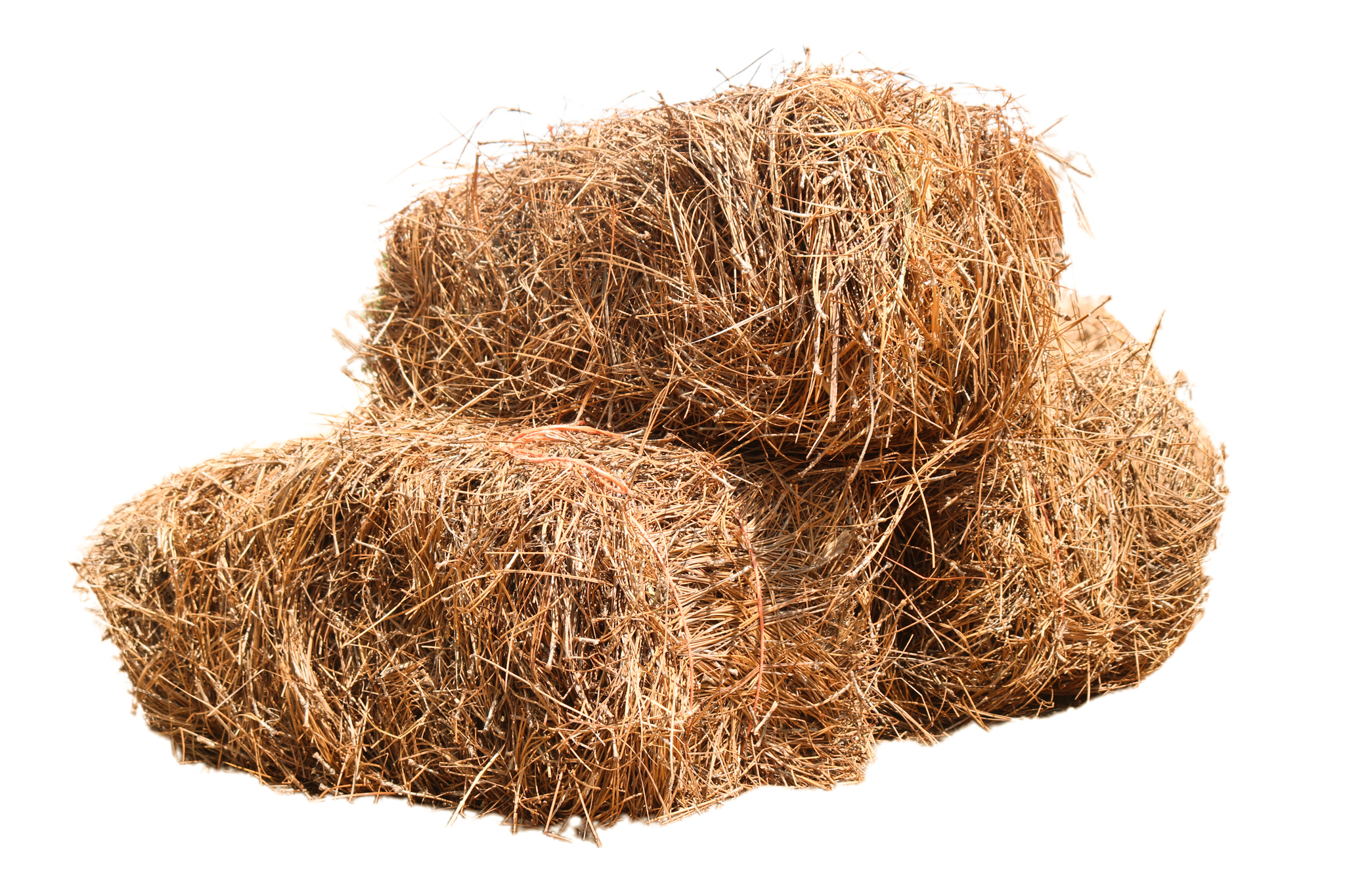 Three Stacked Bales of Long Needle Pine Straw - Pine Straw King Supplies